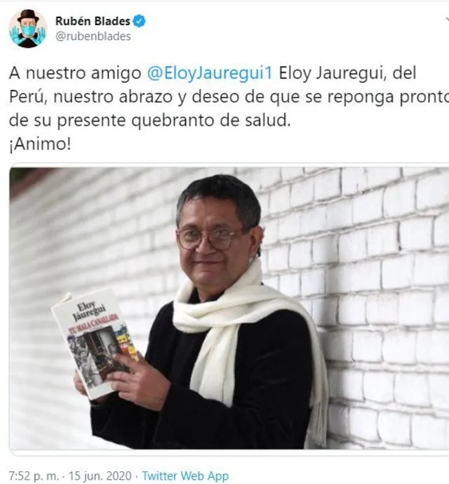 Rubén Blades espera recuperación de Eloy Jáuregui