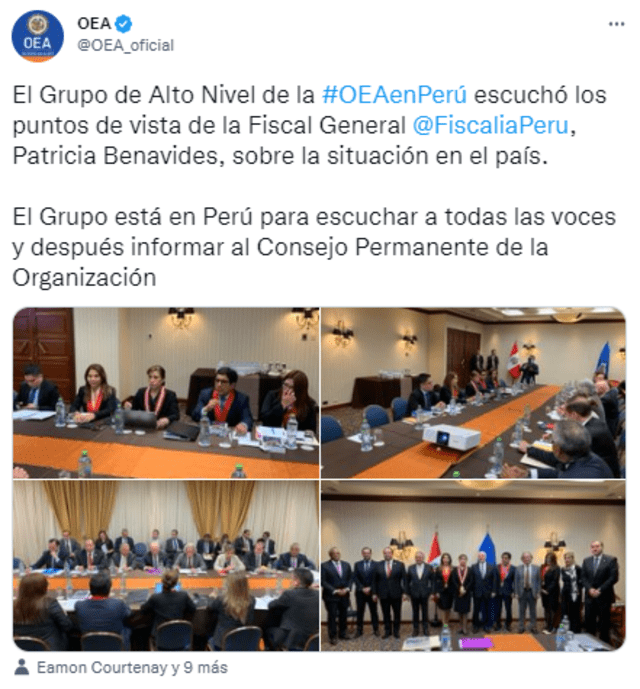 Pronunciamiento de la OEA. Foto: captura de Twitter