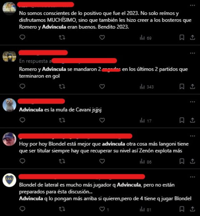 Tuits sobre Luis Advíncula. Foto: captura de X   