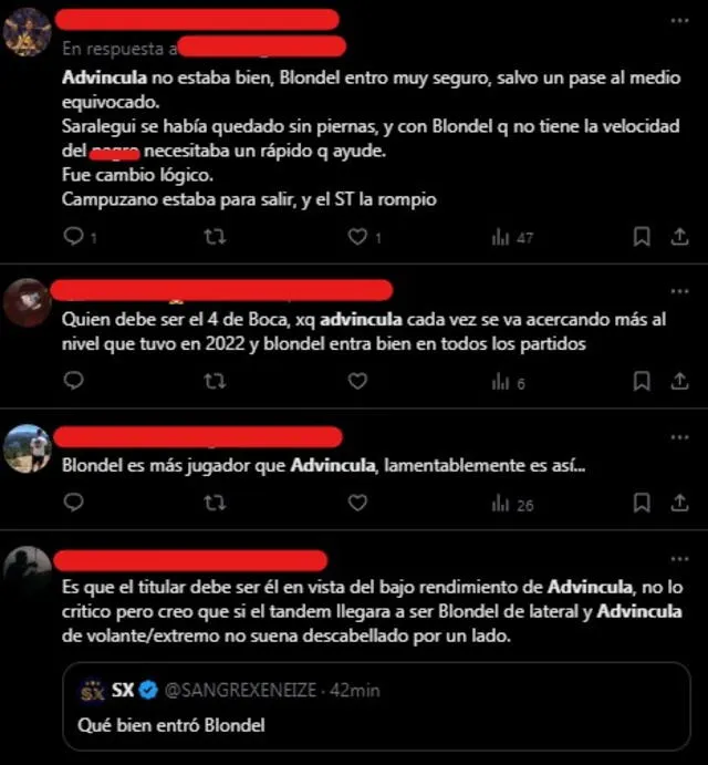 Tuits sobre Luis Advíncula. Foto: captura de X   