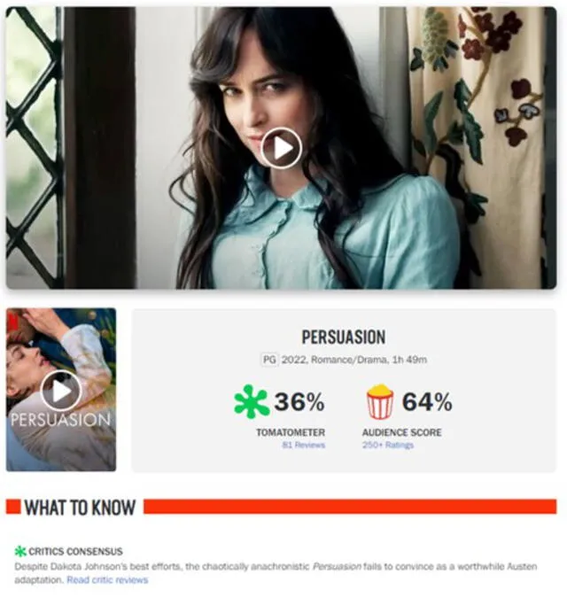 "Persuasión" de Netflix no convence a la crítica especializada
