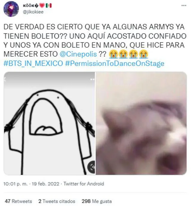 Reacciones a la preventa de la proyección en cines de México del concierto de BTS. Foto: Twitter