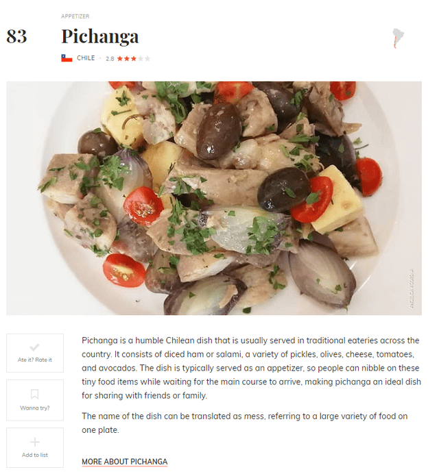  La pichanga chilena dentro de Los 100 peores platillos del mundo de Taste Atlas. Foto: Taste Atlas   