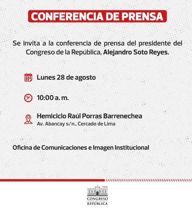 El presidente del Congreso se pronunciará el próximo lunes 28 de agosto. Foto: Congreso de la República<br> 