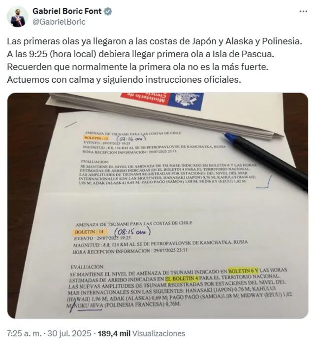  Mandatario chileno llama a la calma a los ciudadanos del país vecino. Foto: captura de pantalla    
