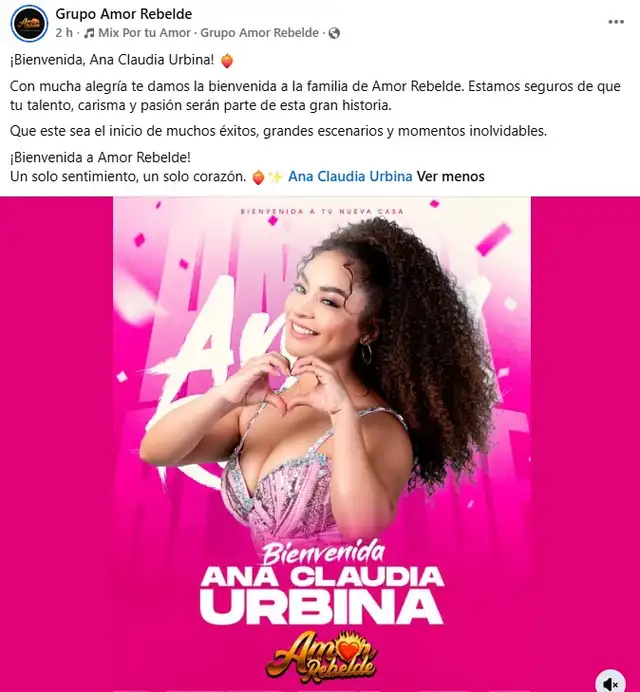 Amor Rebelde presentó a Ana Claudia Urbina y a nuevos talentos en su grupo, generando entusiasmo entre sus seguidores.