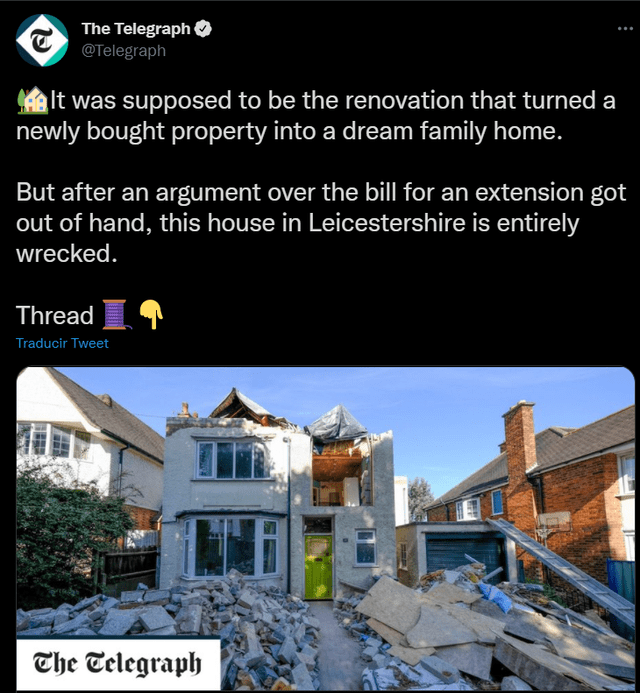 Obrero destruye casa porque el dueño del inmueble no le pagó