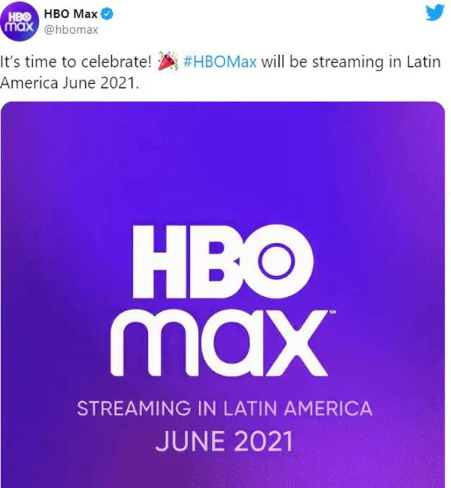HBO Max llegará al Perú y América Latina en junio de 2021. Foto: HBO Max Twitter