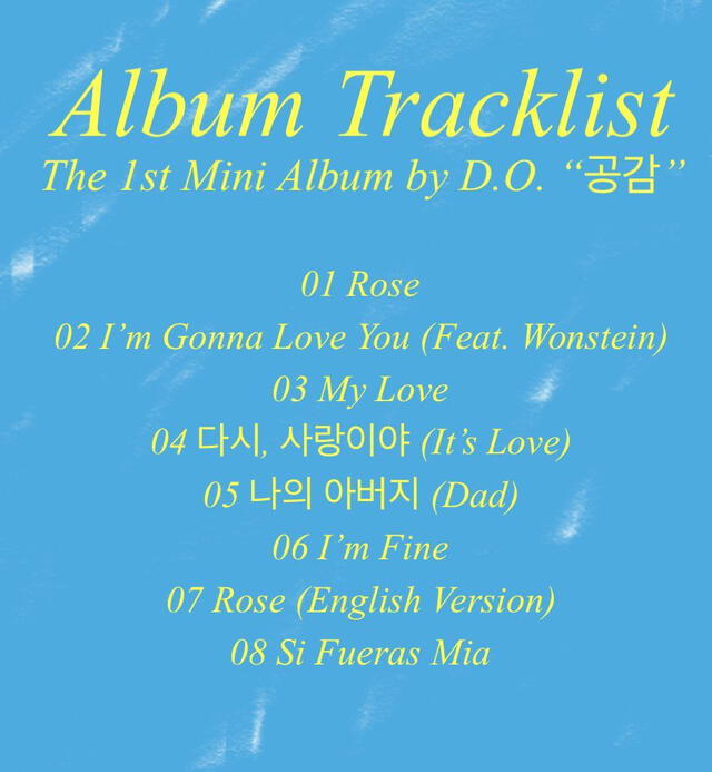 Lista de canciones del primer álbum de D.O de EXO. Foto: SM