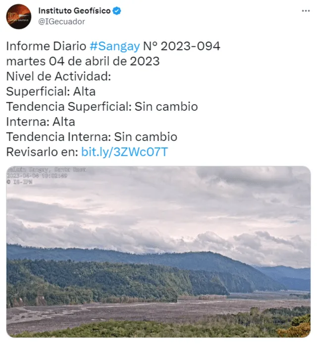 Volcanes Cotopaxi y Sangay EN VIVO: revisa la actividad EN DIRECTO de hoy, 4 de abril, vía Instituto Geofísico de Ecuador (IGE)