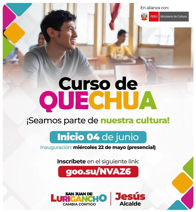 Curso de quechua gratuito iniciará el próximo 4 de junio. Foto: Municipalidad de San Juan de Lurigancho   