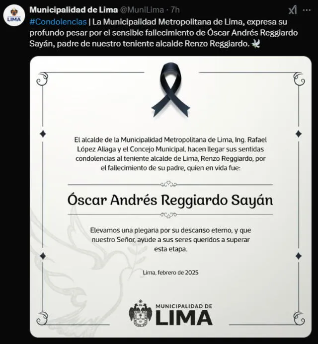  Comunicado de la Municipalidad de Lima. 