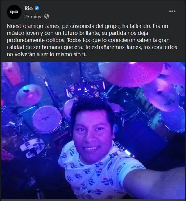 Grupo Río se pronuncia sobre muerte de baterista. Foto: Captura.