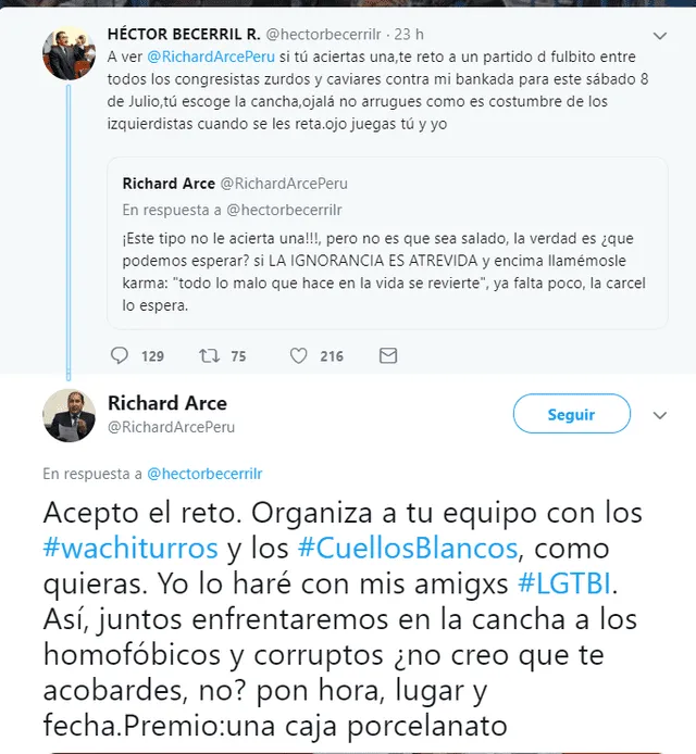 Richard Arce responde a Héctor Becerril.
