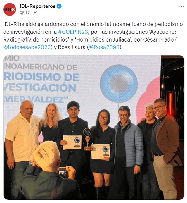 IDL-Reporteros informó así cómo obtuvieron el Premio Javier Valdez. Foto: IDL-R/X   