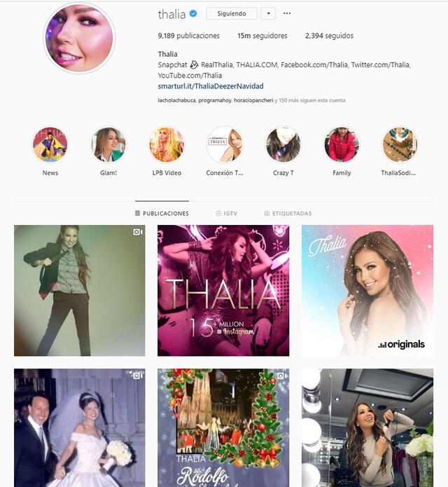 Thalía en Instagram