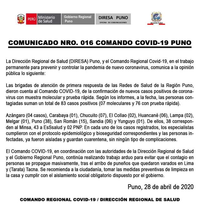 Coronavirus en Puno