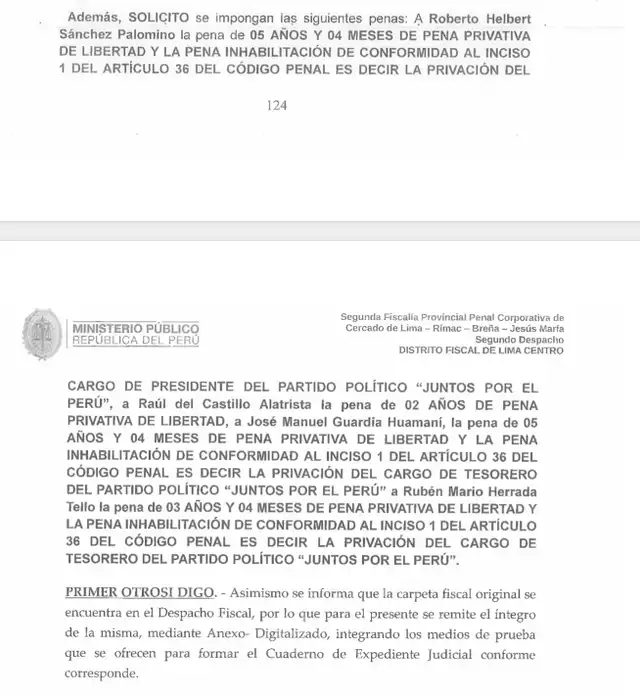 Pedido de la Fiscalía contra Roberto Sánchez