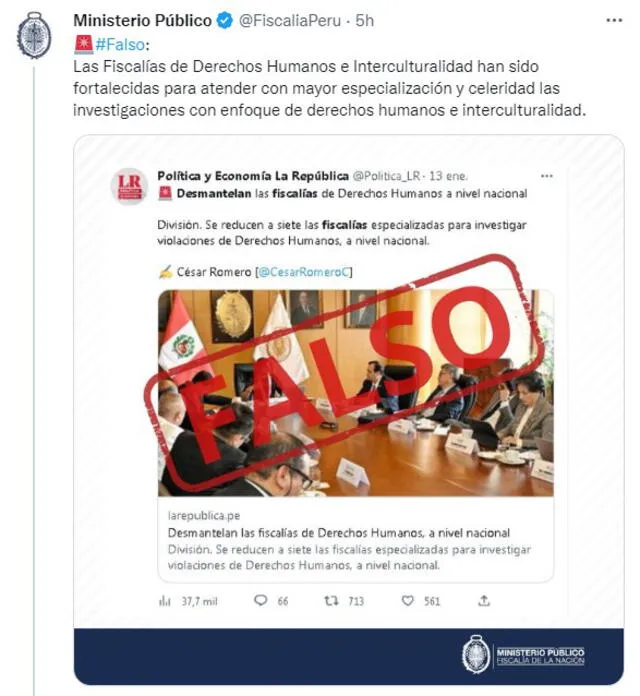 Ministerio Público, desmentido