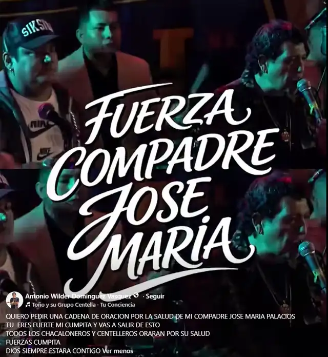 Mensaje de Toño Centella a Chacalón Jr. Foto: Facebook.  