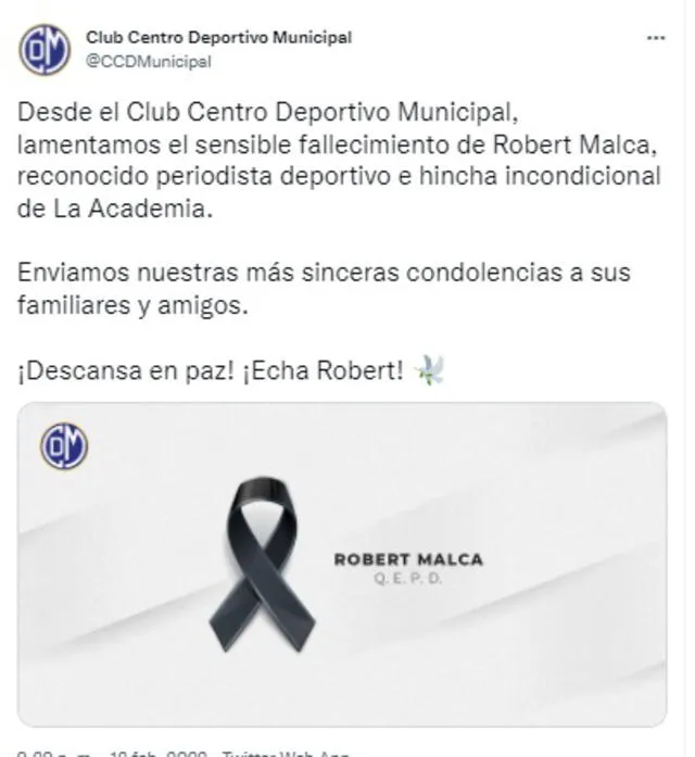 Municipal se despidió de Robert Malca, hincha confeso del conjunto edil.