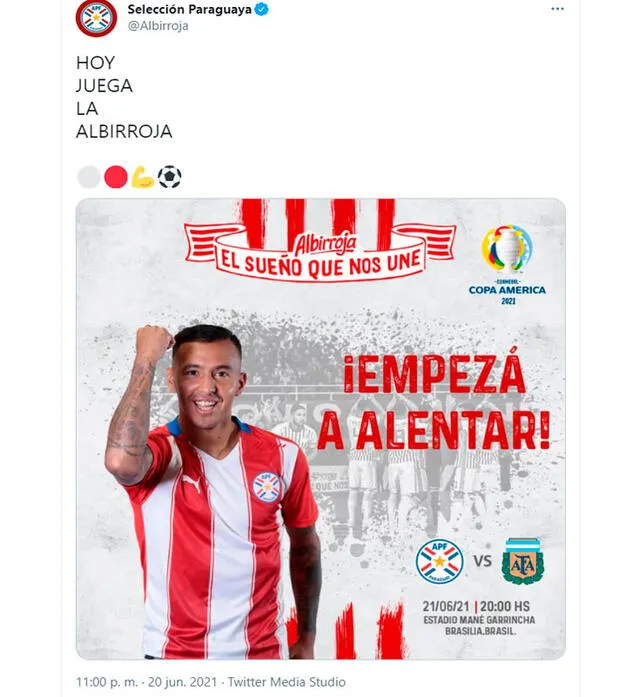 Paraguay tratará de escalar posiciones en el grupo A ante Argentina. Foto: Albirroja/Twitter