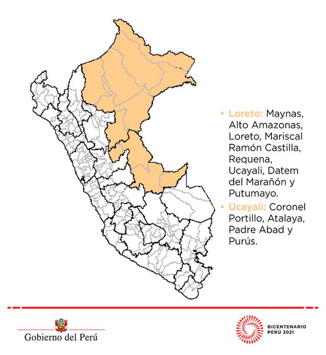 Lista de provincias en nivel de alerta moderado. Foto: PCMPERU/Facebook