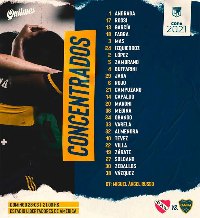 Convocados por Boca Juniors para enfrentar a Independiente. Foto: BocaJrsOficial/Twitter