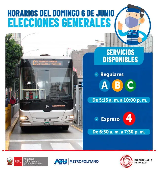 Horarios de atención del Metropolitano para este domingo 6 de junio. Foto: MetropolitanoOficial/Facebook