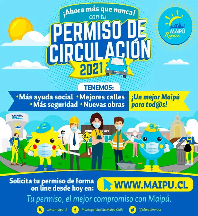 El permiso de circulación se puede solicitar en las páginas web de las municipalidades. Foto: MaipuRenace/Twitter