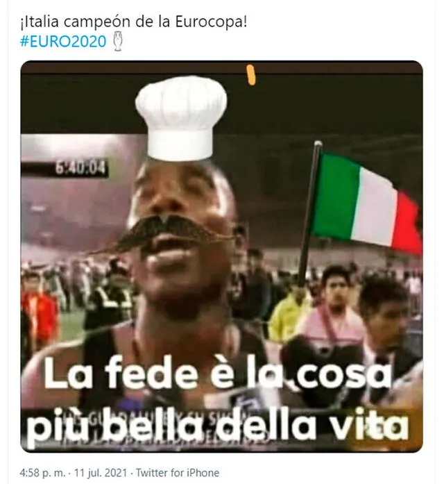 Mejores memes de la final de la Eurocopa 2021. Foto: captura Twitter