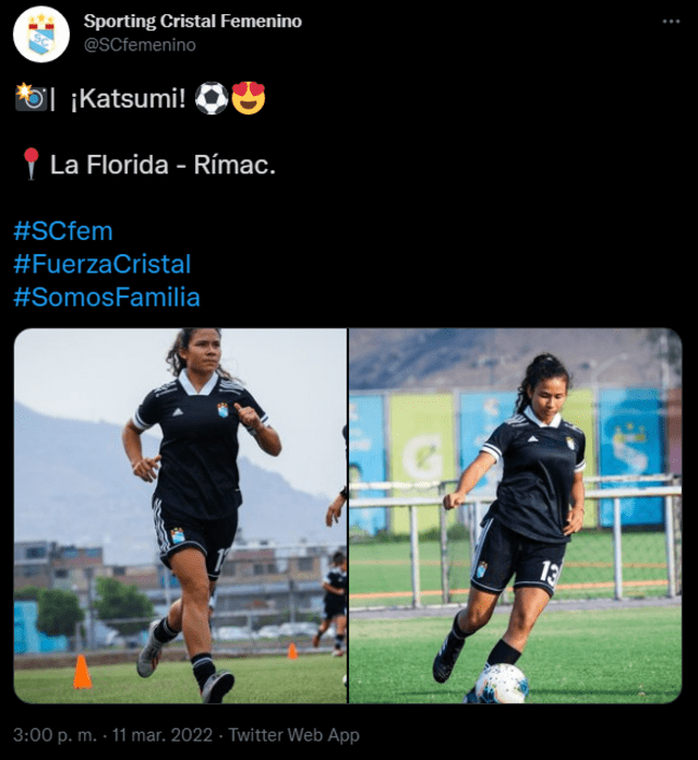 Sporting Cristal puso esta dos imágenes de Katsumi Cheng en sus redes sociales. Foto: Sporting Cristal femenino twitter