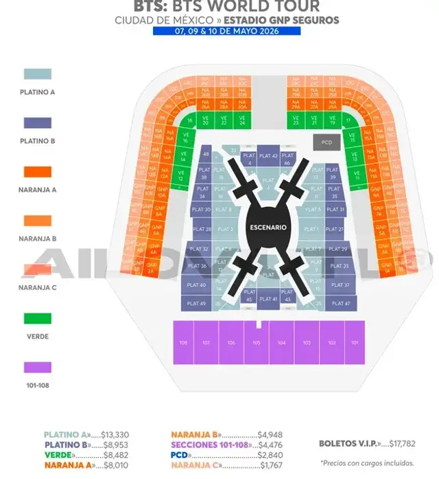 Precios de las entradas de BTS en México. Foto: difusión Precios de las entradas de BTS en México. Foto: difusión