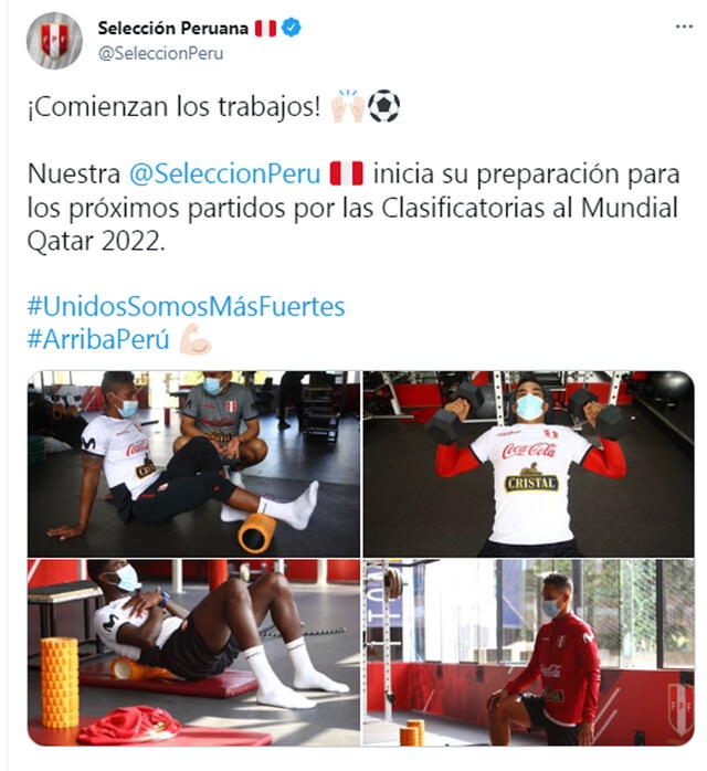 Publicación en Twitter de la selección peruana.
