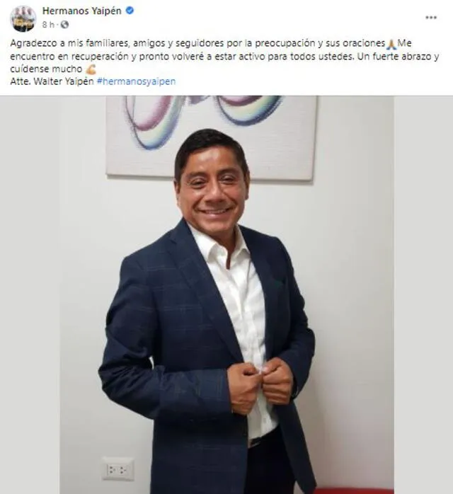 Walter Yaipén se pronuncia por su estado de salud: “Pronto volveré”