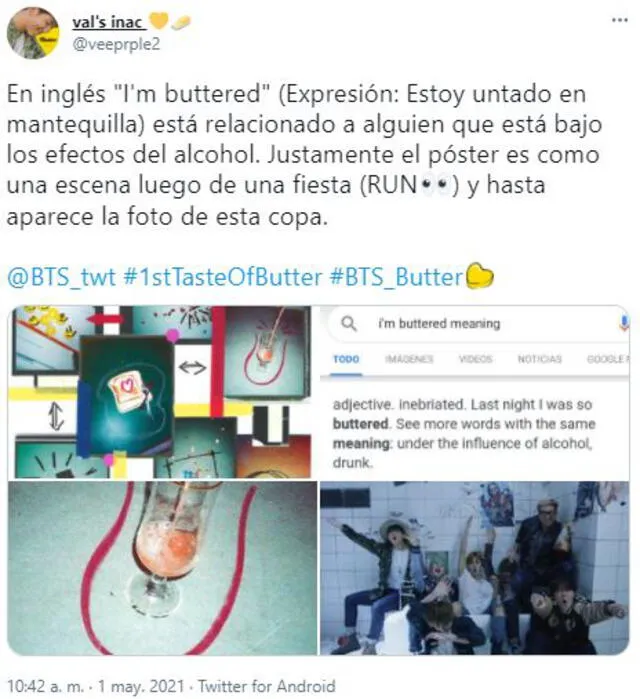 Teoría sobre "Butter" de BTS. Foto: Twitter