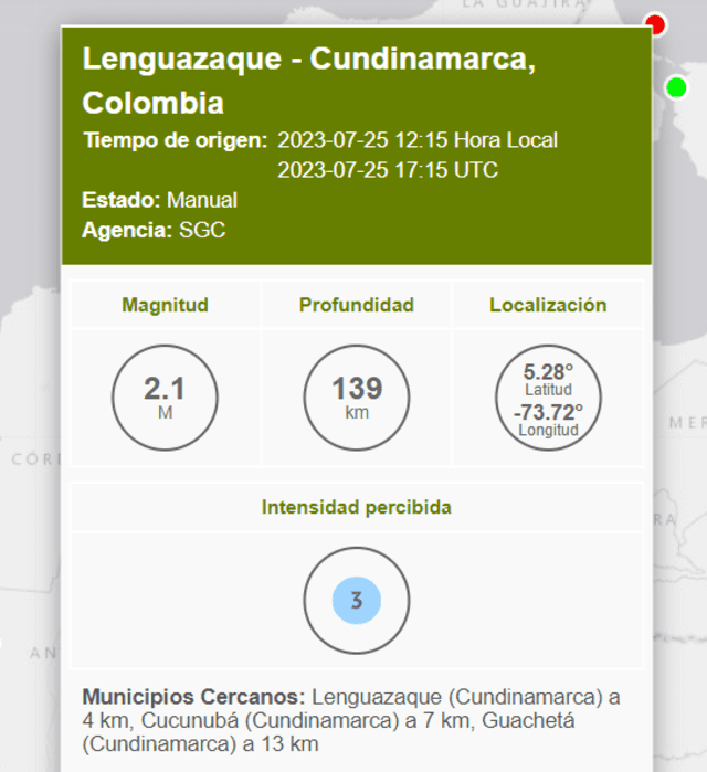 Sismo en Colombia. Foto: SGC   