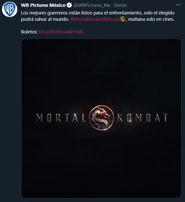 Mortal Kombat regresa al cine 26 años después. Foto: Twitter/Warner Bros México