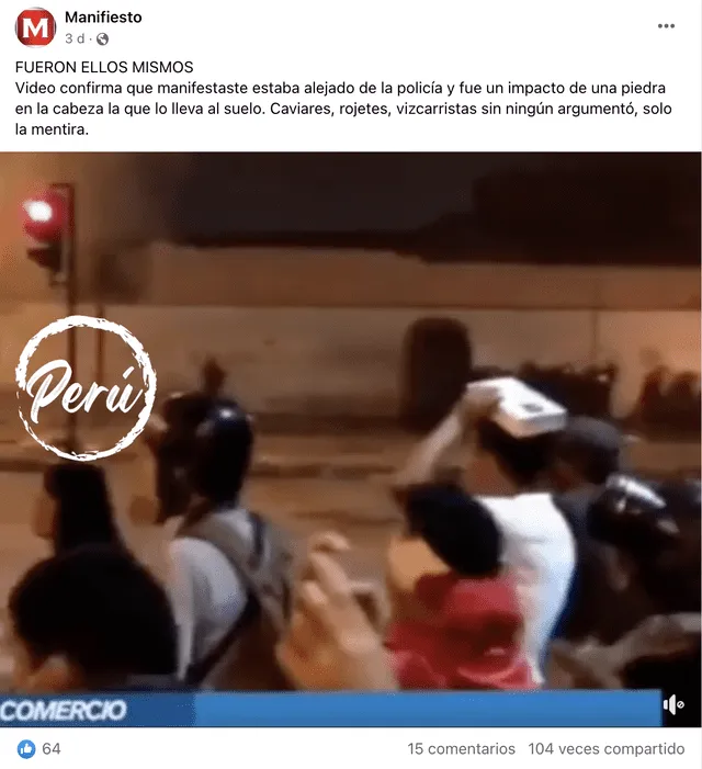 Página desinforma sobre el caso de Jhon Santos Lapa Laime. Foto: captura de Facebook   