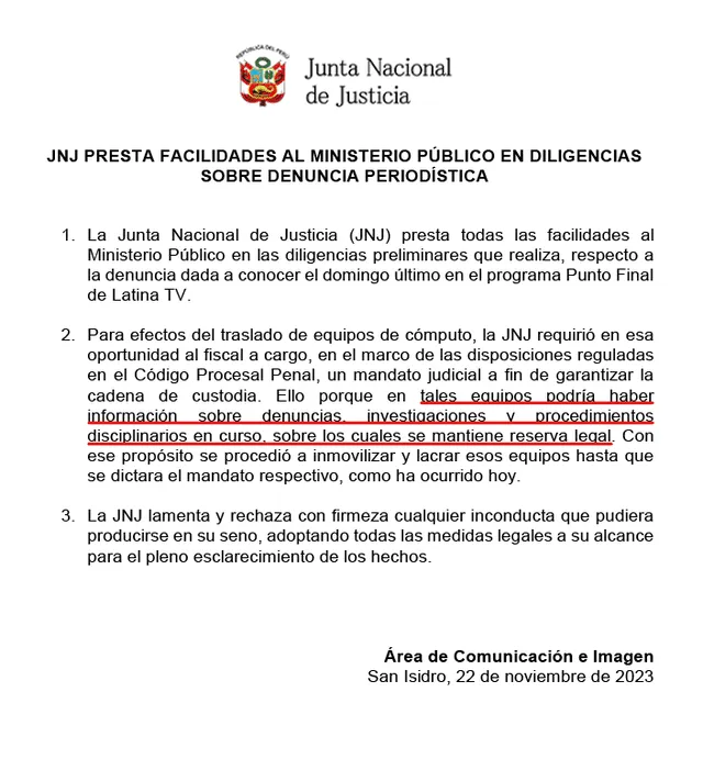  Junta Nacional de Justicia se pronuncia. Foto: fuentes LR 