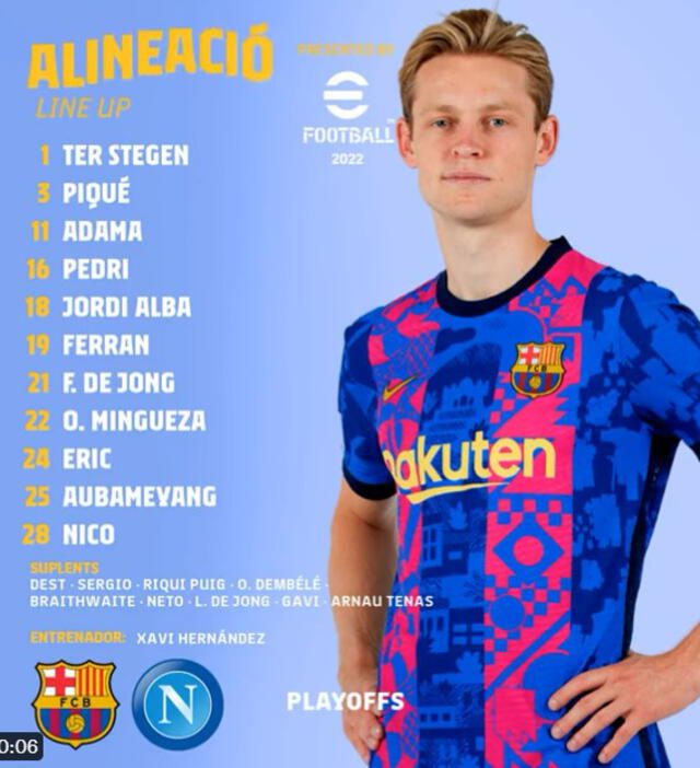 Alineación confirmada. Foto: Barcelona Alineación confirmada. Foto: Barcelona