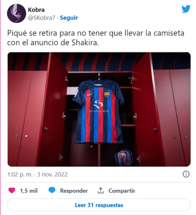 Usuarios aseguran que Gerard Piqué no quiere usar camiseta de Shakira