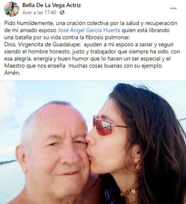 Publicación de la esposa de José Ángel García  Foto: captura de Facebook