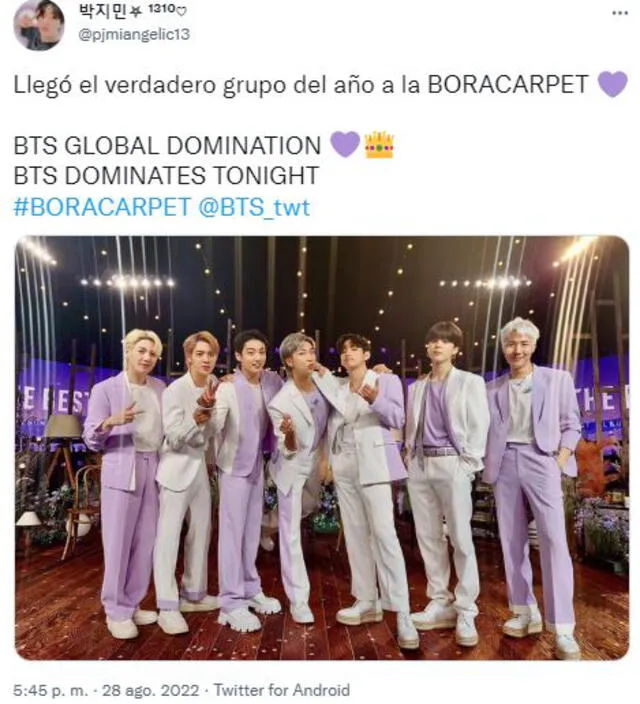 ARMY respondió a los VMAs 2022 organizando su alfombra morada