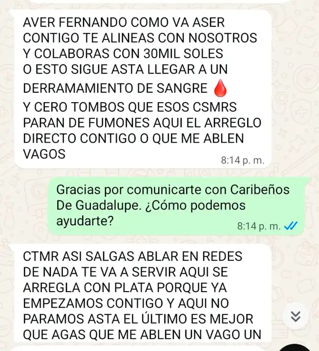 Amenazan al dueño de Caribeños de Gudalupe. Amenazan al dueño de Caribeños de Gudalupe.