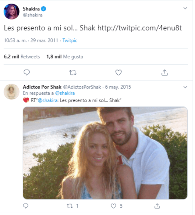 Shakira presentó a Gerard Piqué como su nueva pareja a través de Twitter en marzo del 2011.