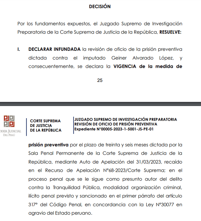 Decisión del Poder Judicial. Foto: captura   