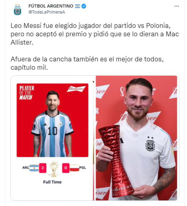 En Argentina resaltaron la iniciativa de Lionel Messi
