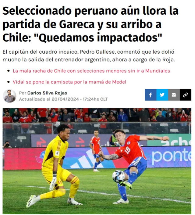 El popular sitio web especializado en fútbol chileno también hizo mofa de las declaraciones de Gallese. Foto: captura de RedGol   