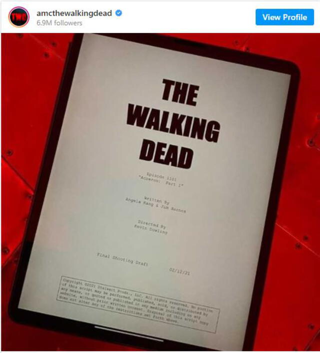 Libreto de The walking dead, temporada 11. Foto: Instagram / AMC